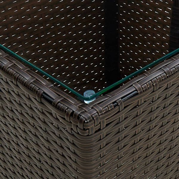 vidaXL Stolić za čaj smeđi 41,5x41,5x44 cm poliratan i kaljeno staklo