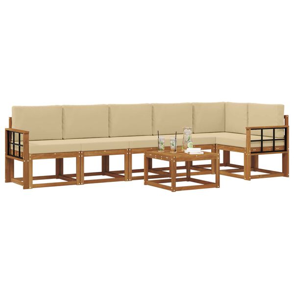 vidaXL Set vanjskih sofa s jastukom 7 pcs Prirodna i bež