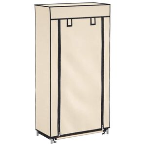 282429 vidaXL Shoe Cabinet with Cover Cream 58x28x106 cm Fabric