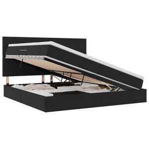 vidaXL Krevet s prostorom za pohranu s LED-om Crna 200 x 200 cm Bar&scaron;un