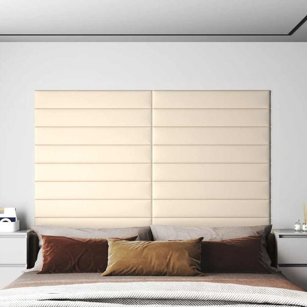 vidaXL Zidne ploče 12 kom krem 90 x 15 cm bar&scaron;unaste 1,62 m&sup2;