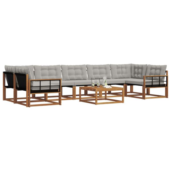 vidaXL Set vanjskih sofa s jastukom 8 pcs Prirodna i svijetlo siva