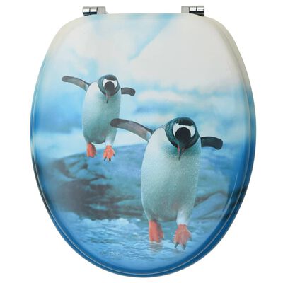 vidaXL Toaletne daske s poklopcem 2 kom MDF s uzorkom pingvina