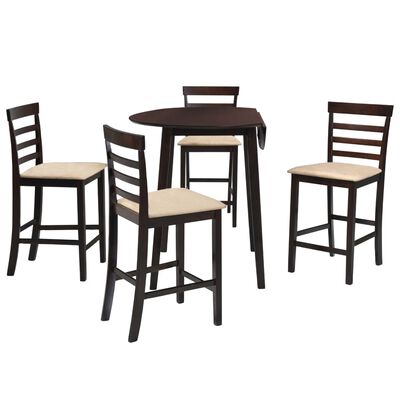 vidaXL 5-dijelni barski set stola i stolica od masivnog drva tamnosmeđi
