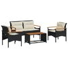vidaXL 4-dijelni set vrtnih sofa od poliratana s jastucima crni