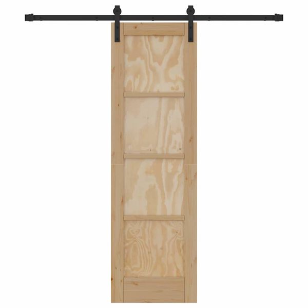 vidaXL Klizna vrata Prirodna i crna 61 x 198,5 cm Čvrsto borovo drvo