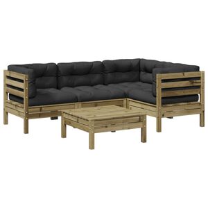 vidaXL 5-dijelni set vrtnih sofa s jastucima od impregnirane borovine