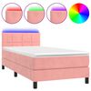 vidaXL Krevet box spring s madracem LED ružičasti 90x190 cm bar&scaron;unasti