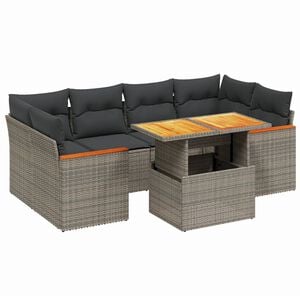 vidaXL 7-dijelni set vrtnih sofa sivi od poliratana