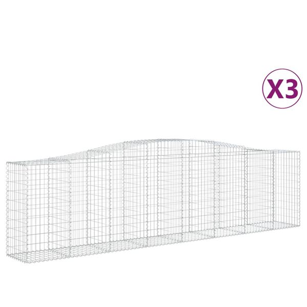 vidaXL Lučne gabionske košare 3 kom 400x50x100/120cm pocinčano željezo