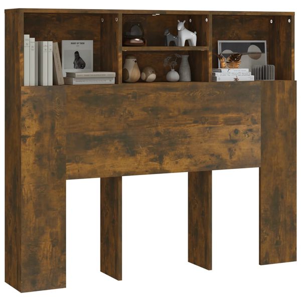 vidaXL Uzglavlje s ormarićem boja dimljenog hrasta 120x19x103,5 cm