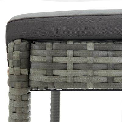 vidaXL Vrtni barski stolci s jastucima 2 kom sivi od poliratana