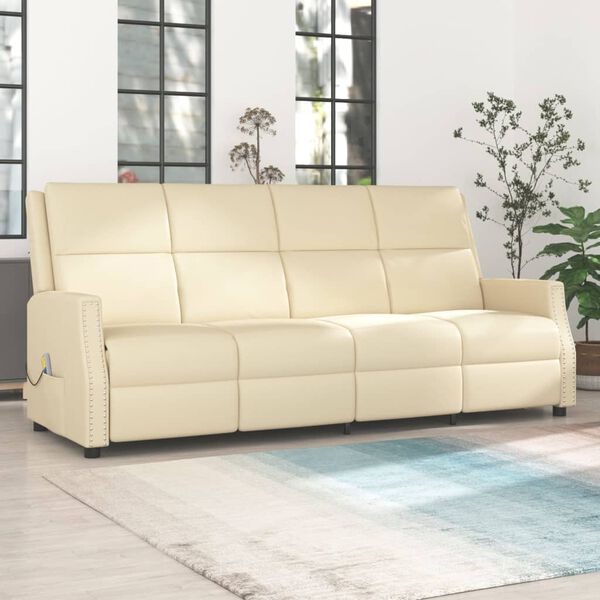 vidaXL Masažni četverosjed od umjetne kože krem