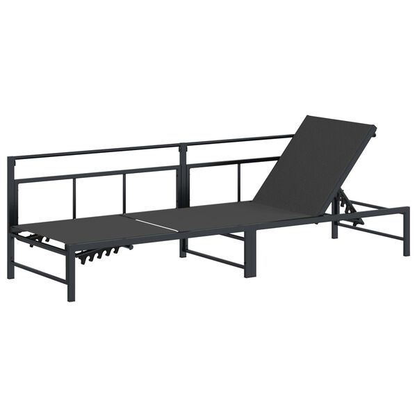 vidaXL Ležaljka Crna 200 x 62 x 59,5 cm Tekstilen