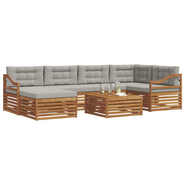 vidaXL Set vanjskih sofa s jastukom 7 pcs Prirodna i svijetlo siva