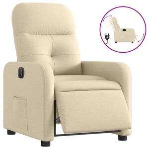 vidaXL Električni naslonjač od tkanine krem