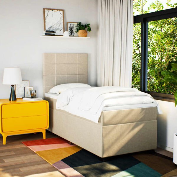 vidaXL Krevet s oprugama i madracem krem 90 x 190 cm od tkanine