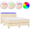 vidaXL Krevet box spring s madracem LED krem 140x200 cm od tkanine
