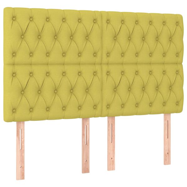 vidaXL LED uzglavlje zeleno 144x7x118/128 cm od tkanine