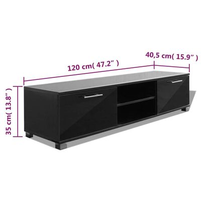 vidaXL TV ormarić visoki sjaj crni 120 x 40,5 x 35 cm