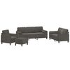 vidaXL 4-dijelni set sofa s jastucima tamnosivi bar&scaron;unasti