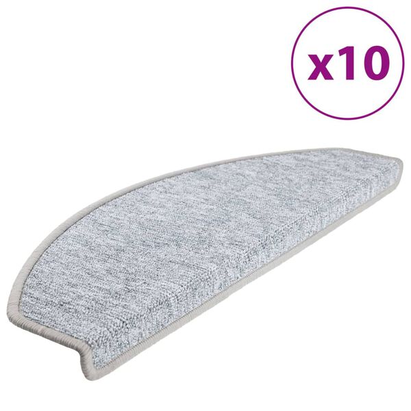 vidaXL Prostirke za stepenice 10 kom 65x24x4 cm svijetlo sive poluokrugle velike
