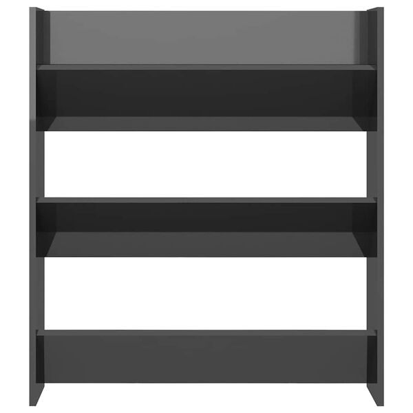 vidaXL Zidni ormarić za cipele visoki sjaj sivi 80 x 18 x 90 cm drveni