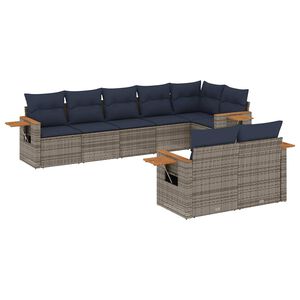 vidaXL 8-dijelni set vrtnih sofa od poliratana s jastucima sivi