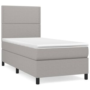 vidaXL Box spring krevet s madracem svjetlosivi 90x190 cm od tkanine