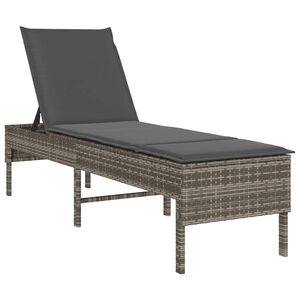 vidaXL Ležaljka s jastukom siva 55x200x44 cm poli ratan
