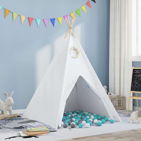 vidaXL Teepee šator Bijelo 120 x 120 x 150 cm Tkanina i plastika