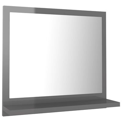 vidaXL Kupaonsko ogledalo visoki sjaj sivo 40 x 10,5 x 37 cm drveno