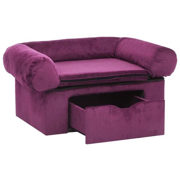 vidaXL Sofa za pse s ladicom bordo 75 x 50 x 38 cm pli&scaron;ana