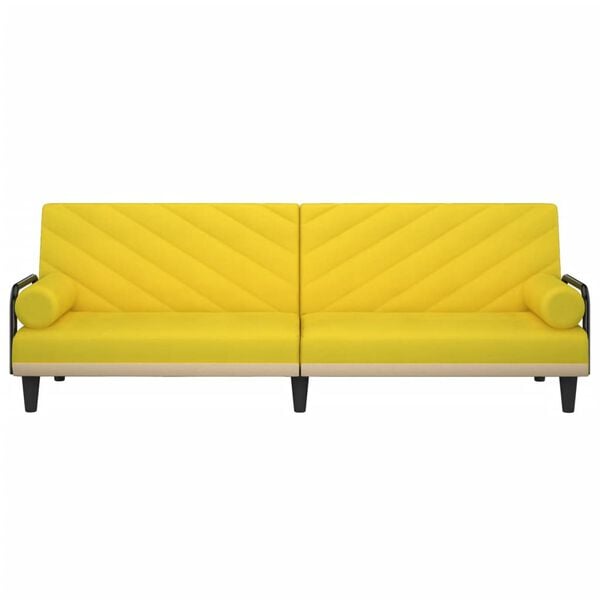 vidaXL Kauč na razvlačenje s naslonima za ruke svjetložuti od tkanine