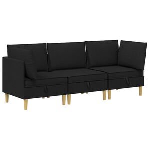 vidaXL Modularni set sofe sa skladi&scaron;tem 3 pcs Crna Tkanina