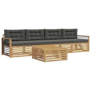 vidaXL Set vanjskih sofa 5 kom. Bijela i antracit Čvrsto drvo akacije
