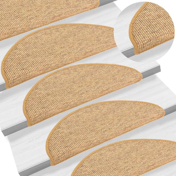 vidaXL Prostirke za stepenice 15 kom 65x21x4 cm sisal poluokrugle velike