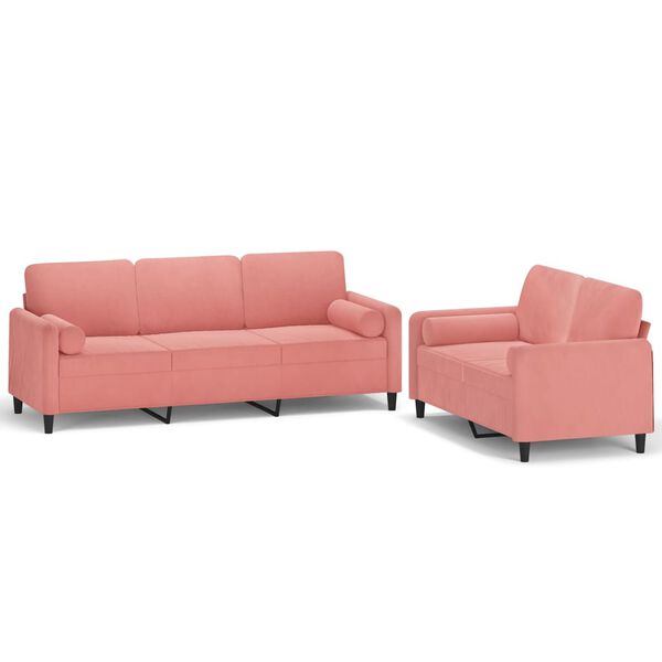 vidaXL 2-dijelni set sofa s jastucima ružičasti bar&scaron;unasti
