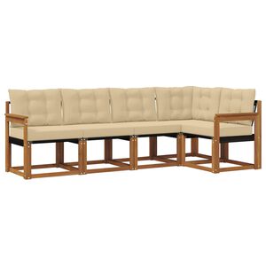 vidaXL Set vanjskih sofa s jastukom 5 pcs Prirodna i bež