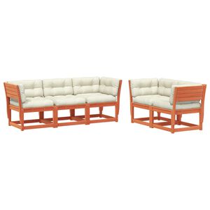 vidaXL 5-dijelni set vrtnih sofa s jastucima vo&scaron;tano smeđi od borovine