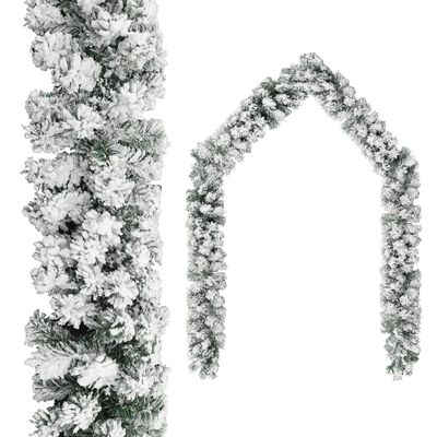 vidaXL Božićna girlanda s LED svjetlima i snijegom zelena 20 m PVC