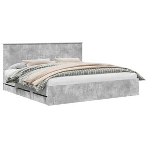 vidaXL Krevetna konstrukcija s ladicama Betonski sivi 200 x 200 cm
