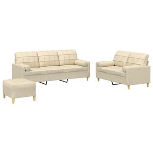 vidaXL 3-dijelni set sofa s jastucima krem od mikrovlakana