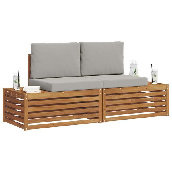 vidaXL Set vanjskih sofa s jastukom 2 Komad Prirodna i svijetlo siva