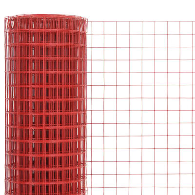 vidaXL Žičana mreža od čelika s PVC oblogom za kokoši 10 x 0,5 m crvena