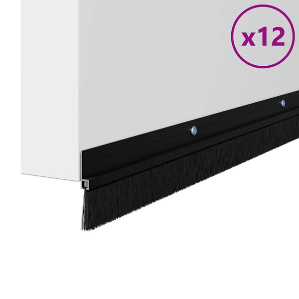 vidaXL Držač četke za vrata 12 pcs Crna 100 cm Aluminijski legura