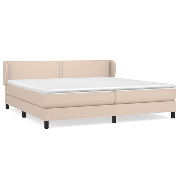 vidaXL Krevet box spring s madracem cappuccino 200x200cm umjetna koža