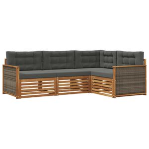 vidaXL Set vanjskih sofa s jastukom 4 pcs Prirodna i antracit