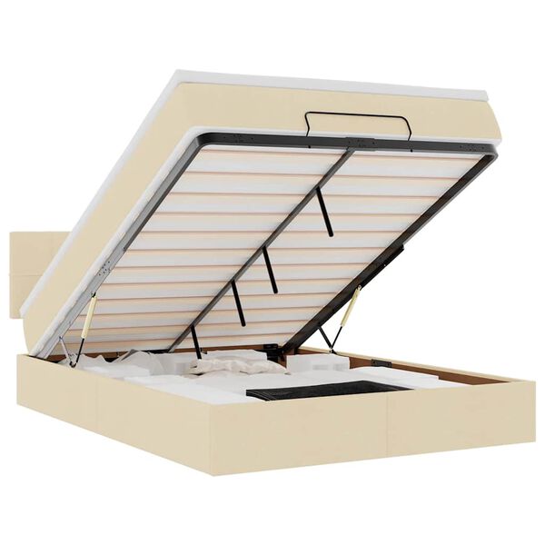 vidaXL Otomanski krevet s madracem i LED krem 140x190 cm tkanine