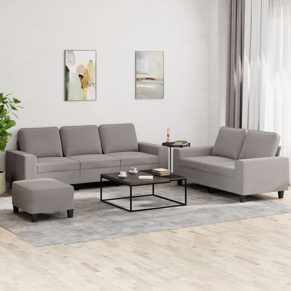 vidaXL 3-dijelni set sofa smeđesivi od tkanine